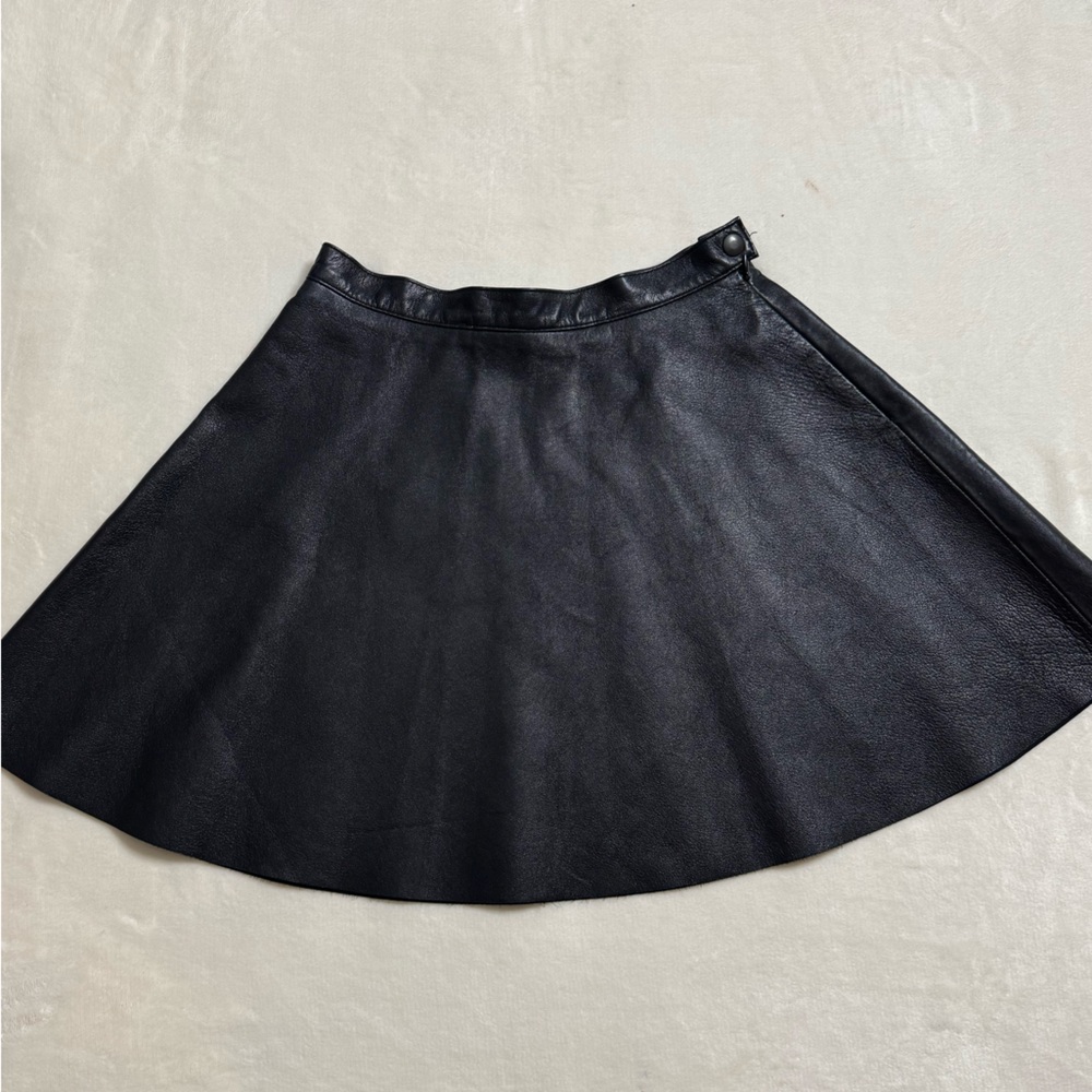 American Apparel Black Leather Skater Skirt